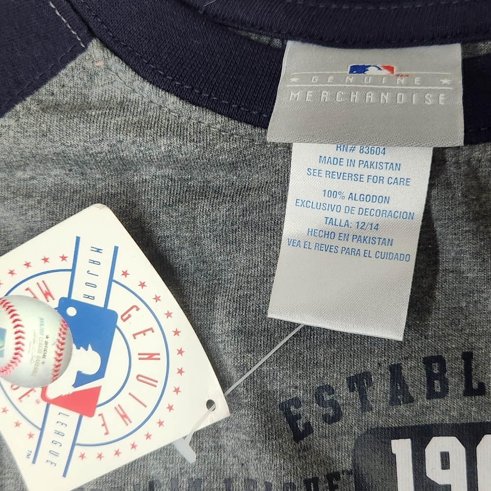 Genuine Merchandise Boston Red Sox Kids 3/4 Sleeve Tee - Navy and Gray - Picture 2 of 3